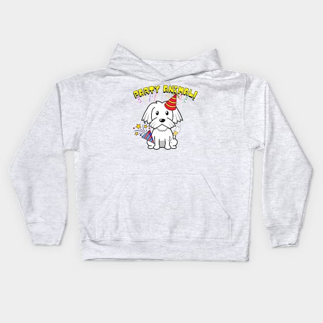 Party Animal - white dog Kids Hoodie by Pet Station